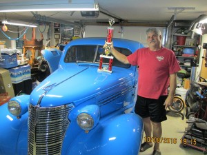 Dennis Mills classic car and trophy from previous weekend.